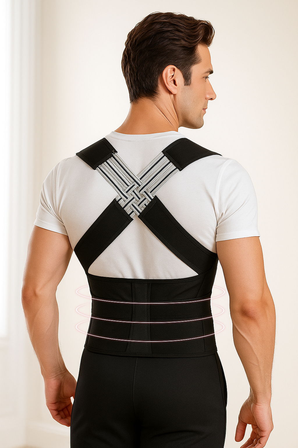 Posture Corrector Belt for Men & Women – Back & Shoulder Support | Spine Straightener Brace | Clavicle & Back Pain Relief Belt (Fits Waist Size 32"–38")