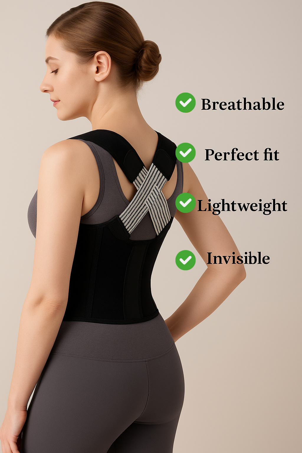 Posture Corrector Belt for Men & Women – Back & Shoulder Support | Spine Straightener Brace | Clavicle & Back Pain Relief Belt (Fits Waist Size 32"–38")